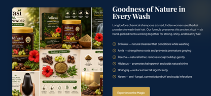 Adivasi Herbal Shampoo Powder 200g with 6 natural herbs