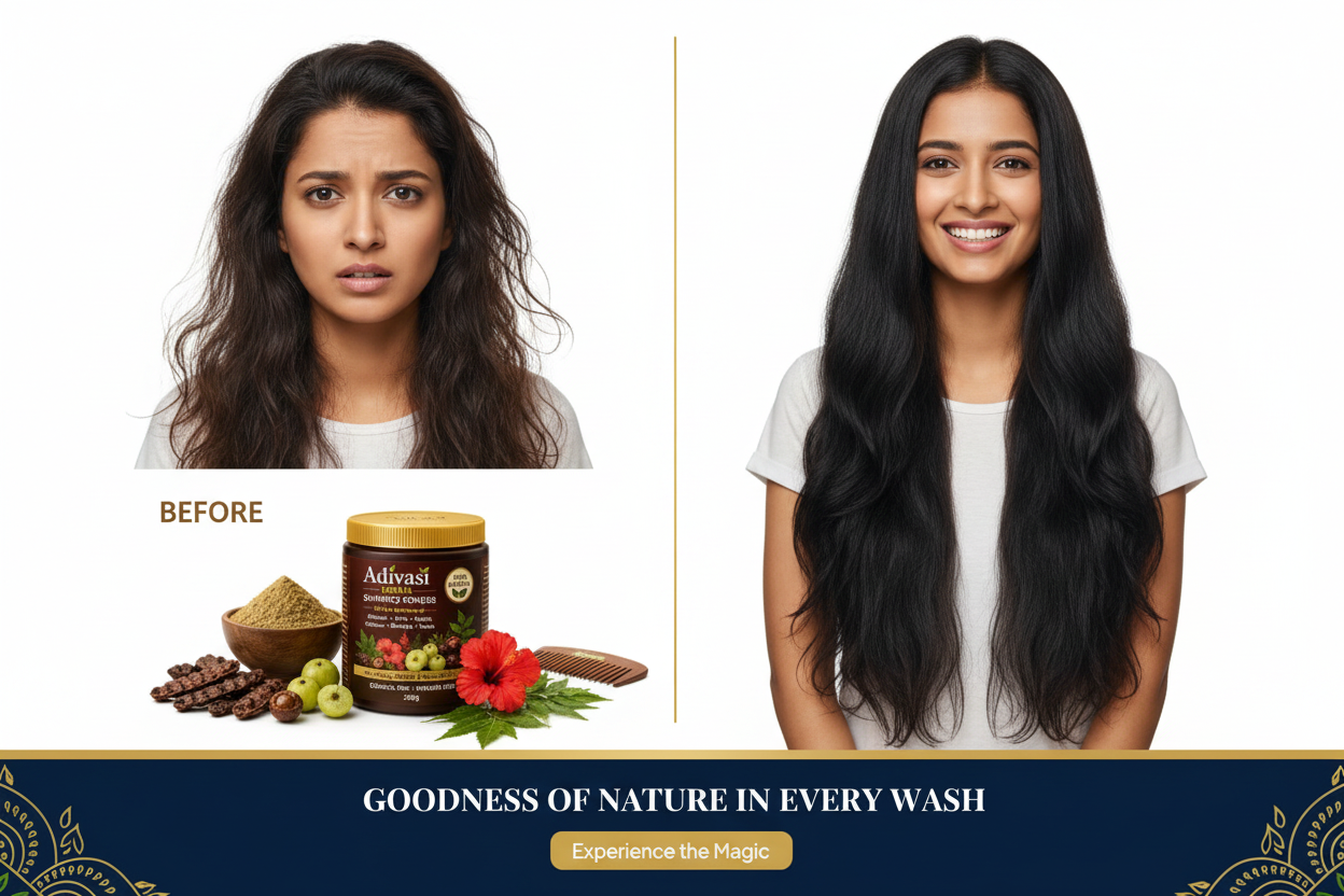 Adivasi Herbal Shampoo Powder - Hair Transformation
